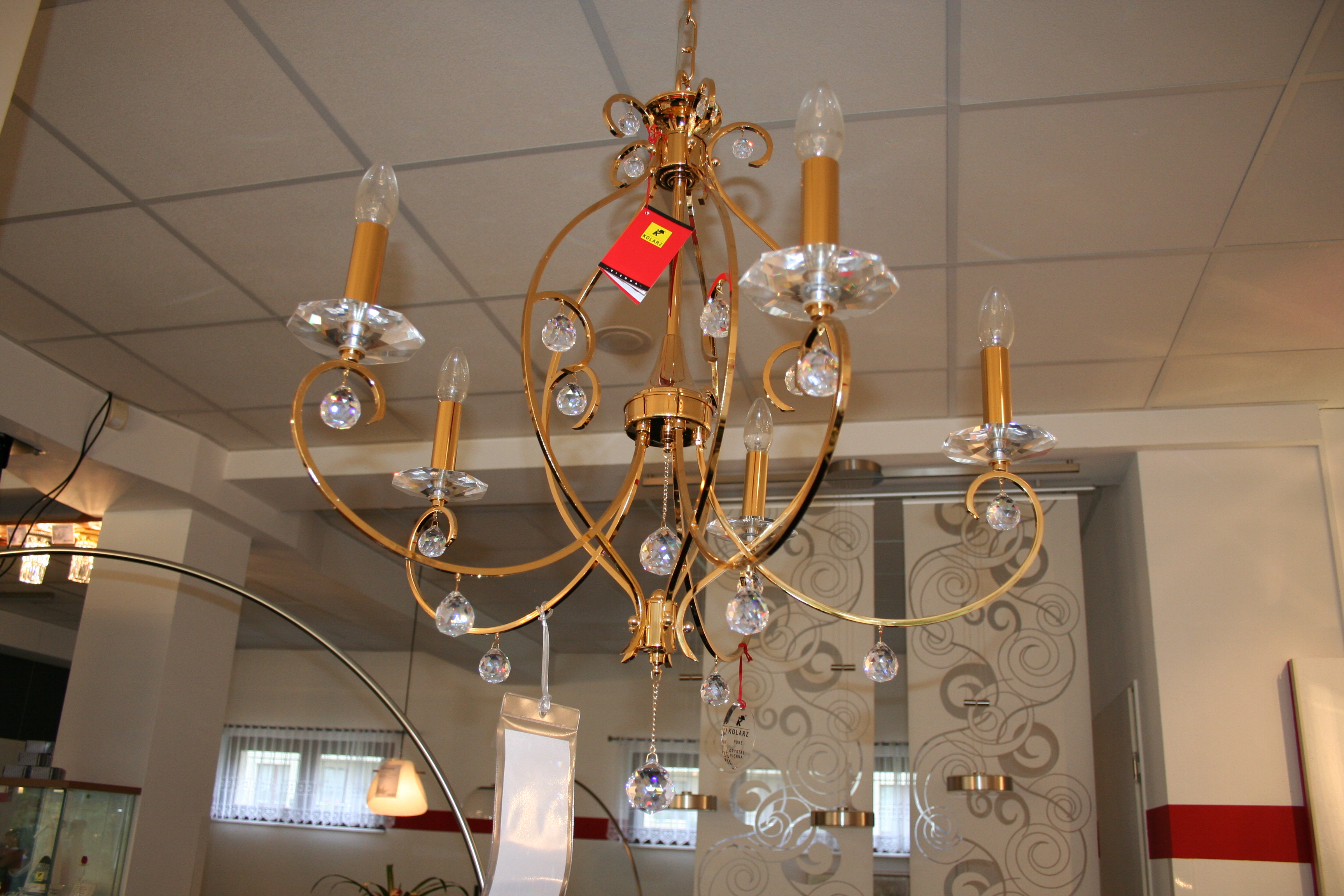 KOLARZ-Austrolux Leuchten - 0232.85.3.KpT - Lustre CARAT, KOLARZ Pure, or 24K D 66 cm, hauteur min. 90 cm, hauteur max. 135 cm, 5 bras, E14, 60 W