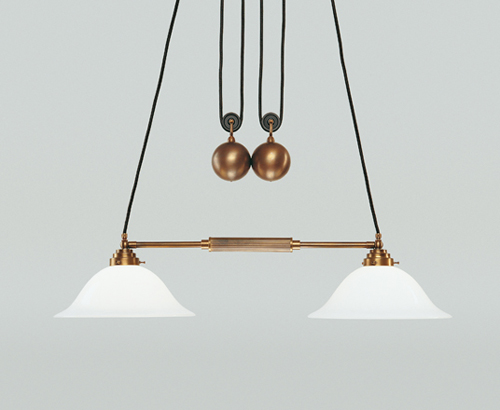 Berliner Messinglampen - ED66-38op B - Zugpendelleuchte Brasserie mit Gegengewicht