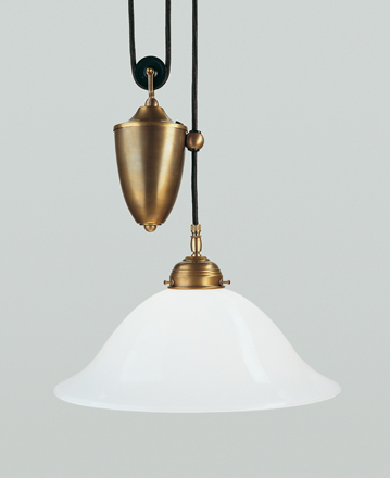 Berliner MessinglampenZugpendelleuchte Brasserie mit Gegengewicht