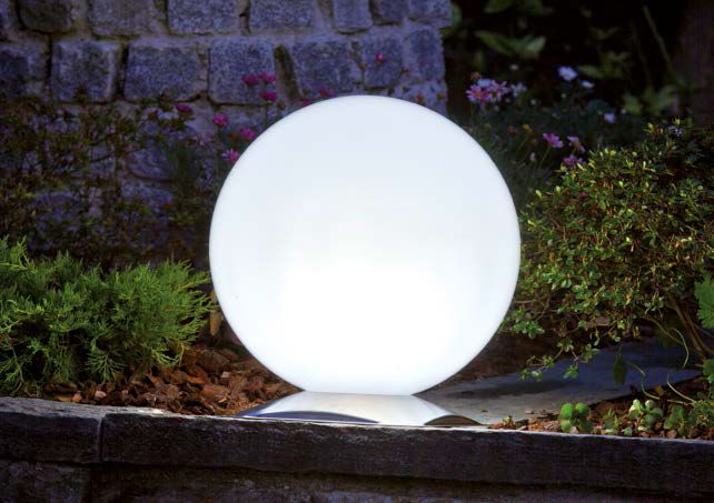 EPSTEIN Design LeuchtenKugelleuchte Snowball 60 cm Durchmesser mit Edelstahlfuß