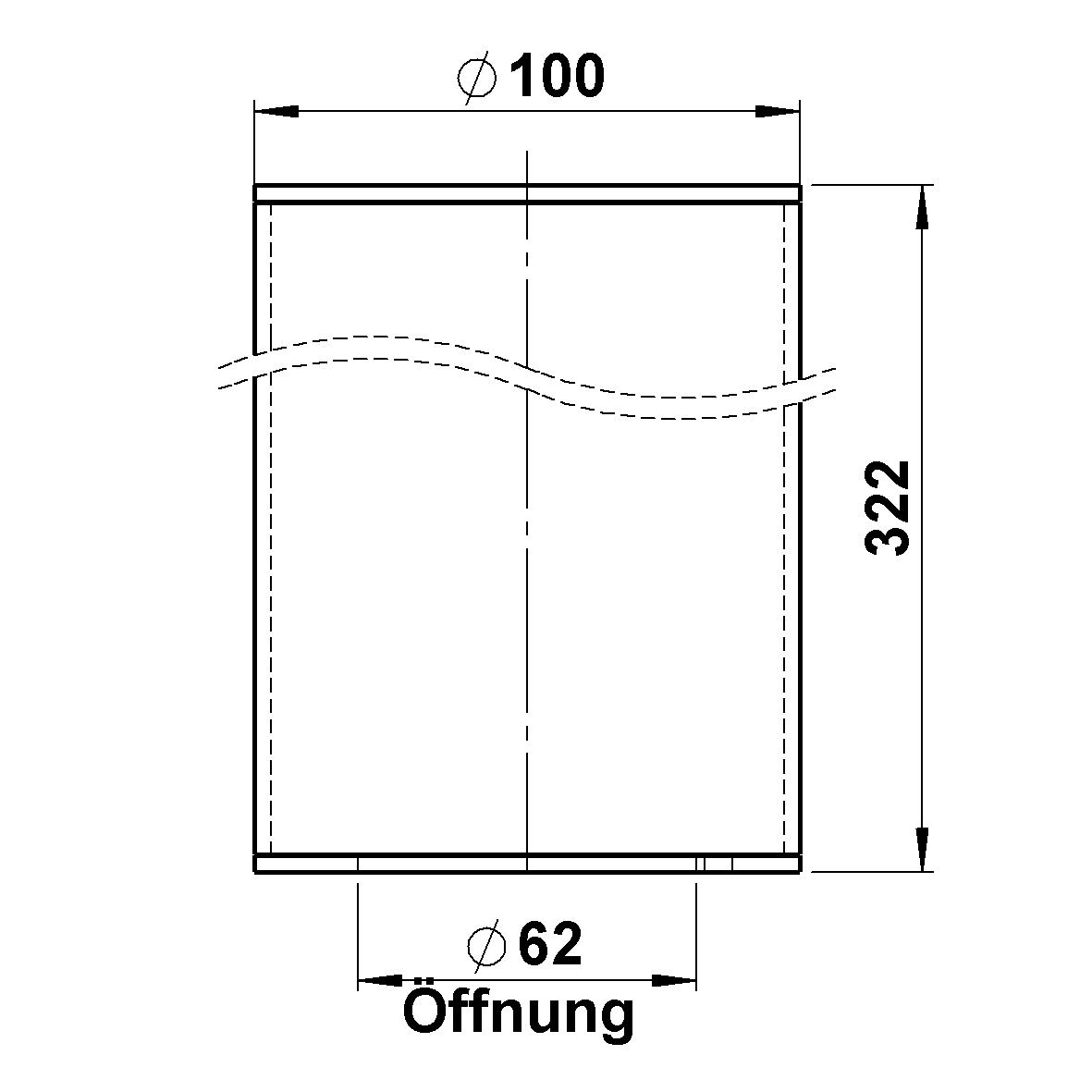 Albert LeuchtenG 86, PMMA Rohrzylinder Opal L = 322 mm