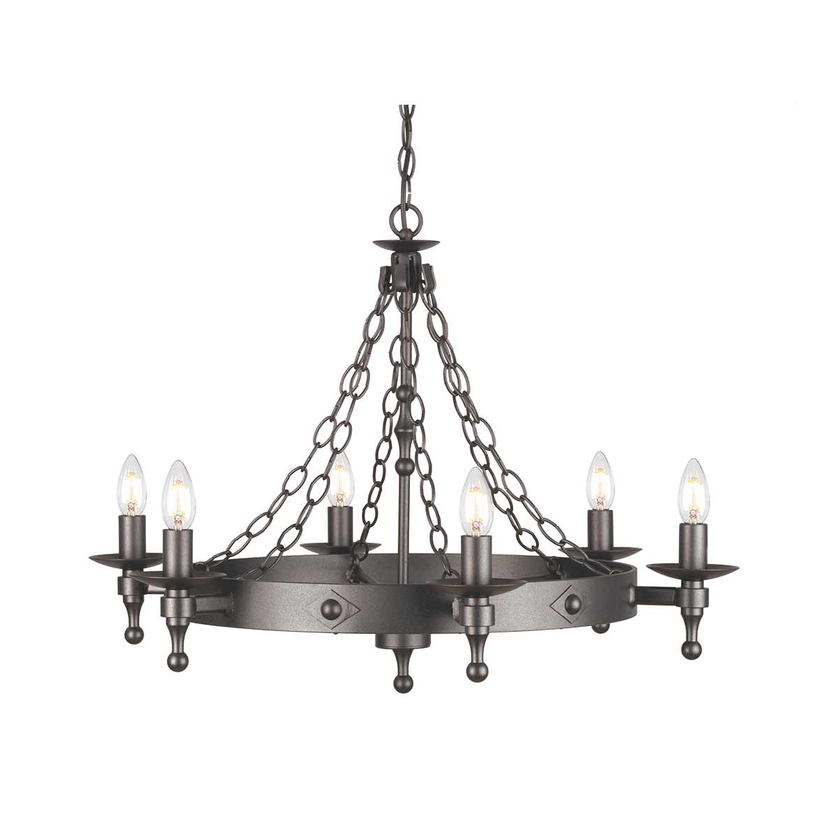 Elstead - WR6-GRAPHITE - Lustre Warwick à 6 lumières - Noir graphite