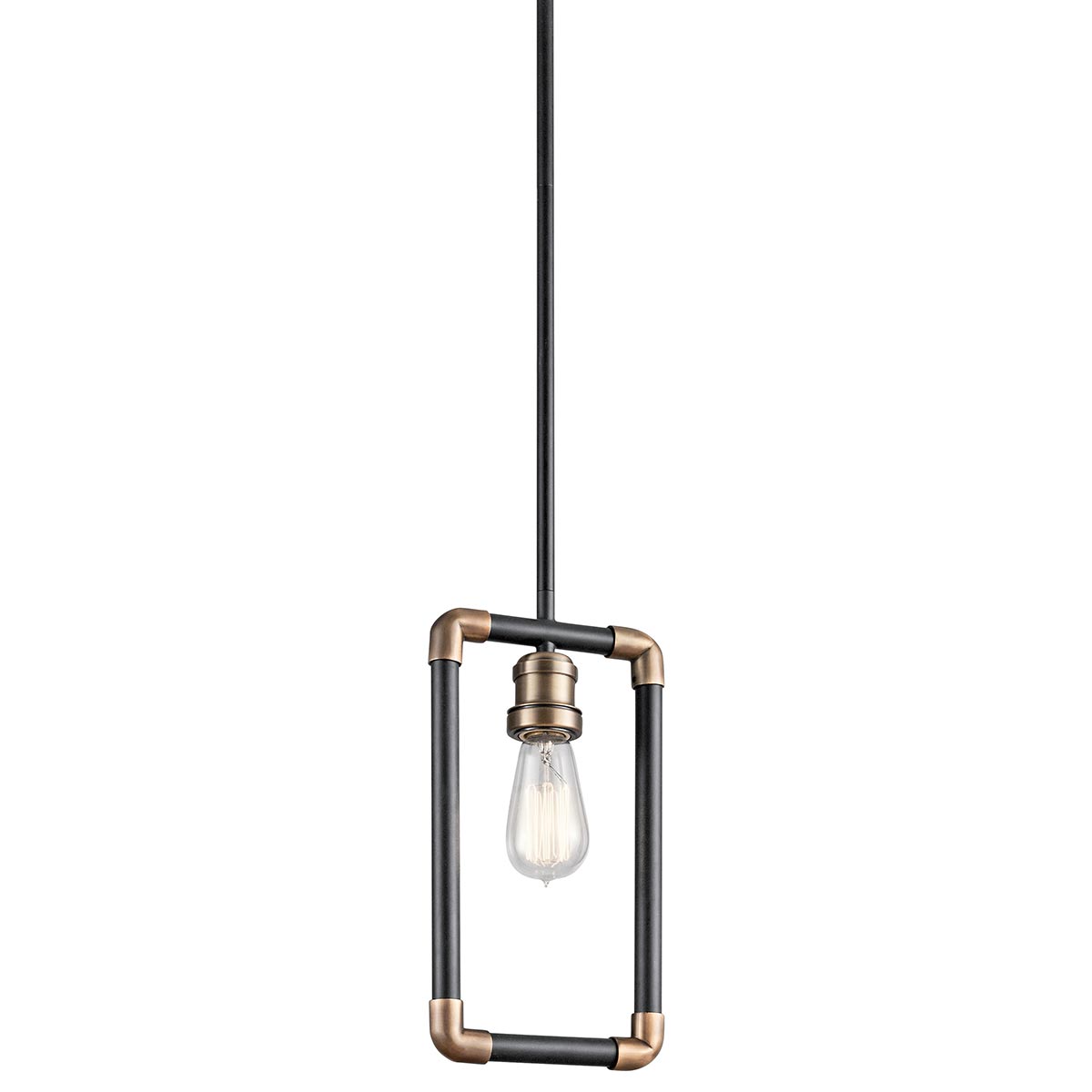 Elstead - KL-IMAHN-MP - Imahn 1 Light Mini Pendelleuchte - Schwarz und Naturmessing