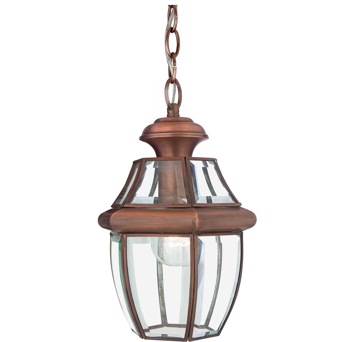 ElsteadNewbury 1 Light Medium Chain Lantern - Lacquered Aged Copper