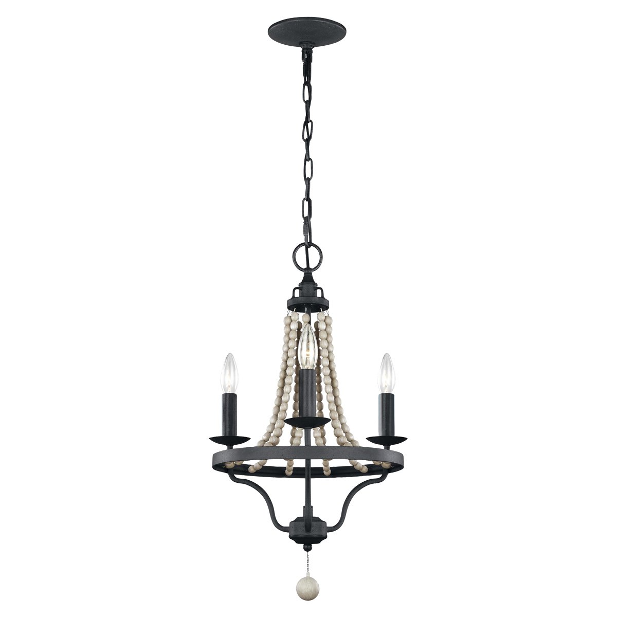 Elstead - FE-NORI3-DWZ - Nori 3 Light Chandelier - Zinc foncé vieilli avec gris bois flotté