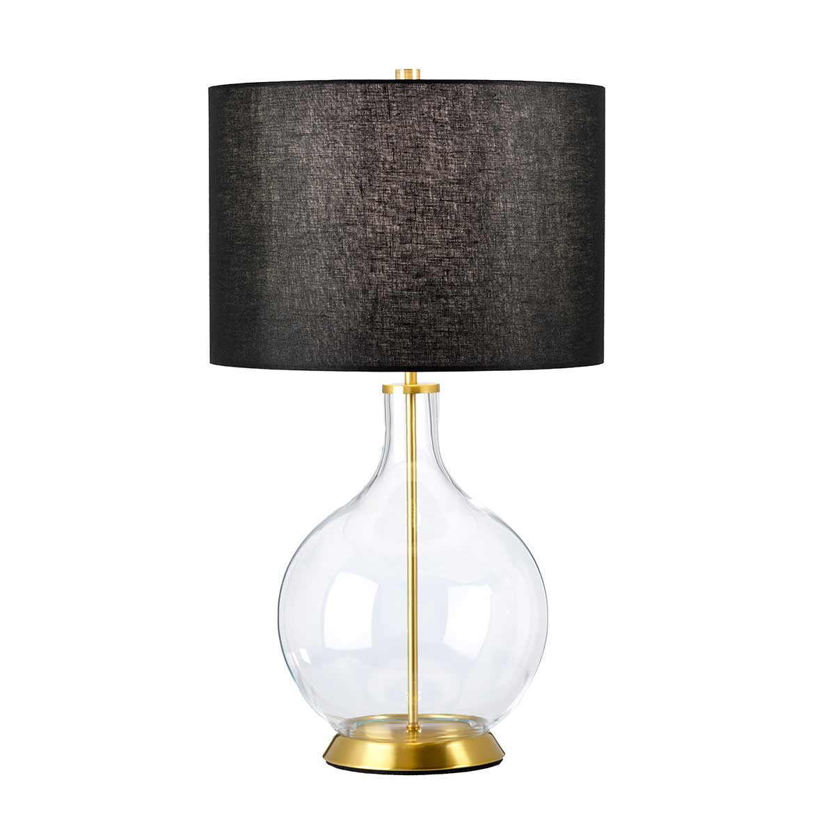 Elstead - ORB-CLEAR-AB-BLK - Orb 1 Light Table Lamp (komplett mit schwarzem Schirm) - Gealtertes Messing mit schwarzem Schirm