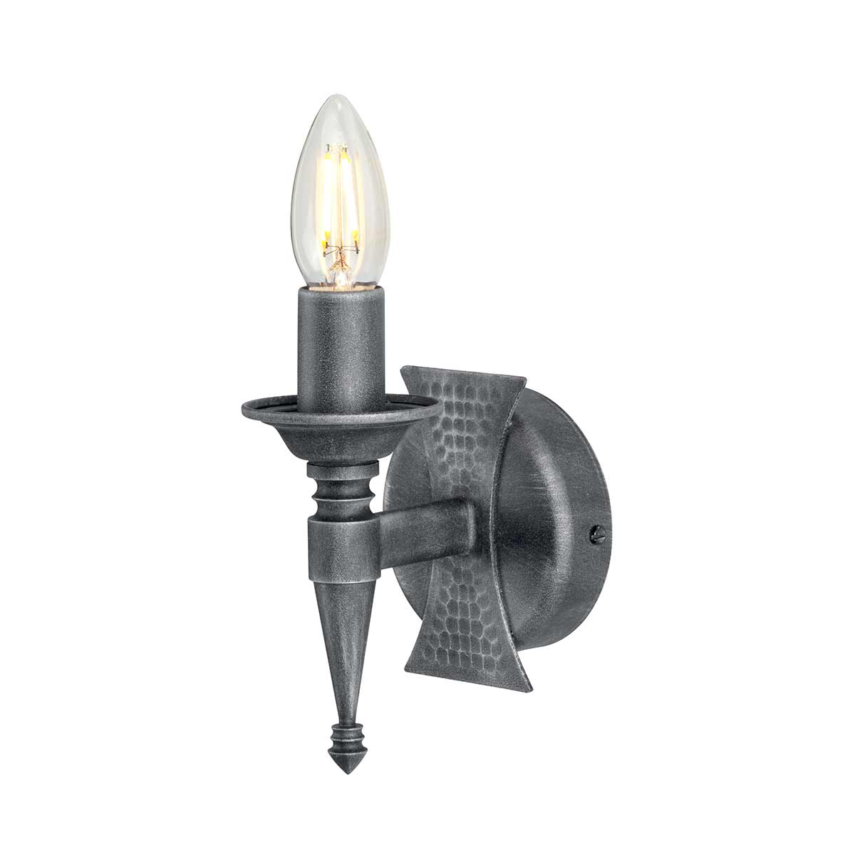 Elstead - SAX1-BLK-SIL - Saxon 1 Light Wandleuchte - Schwarz/Silber Patina