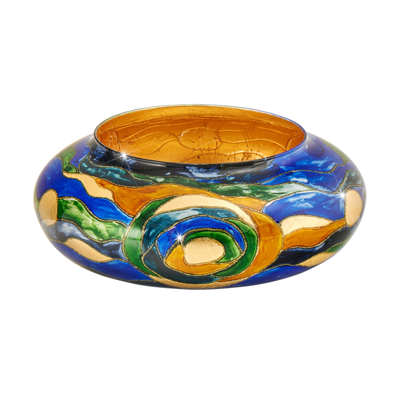 KOLARZ-Austrolux LeuchtenCoupe plate peinte à la main, Aqua bleu/vert Dm 25 cm, hauteur 12