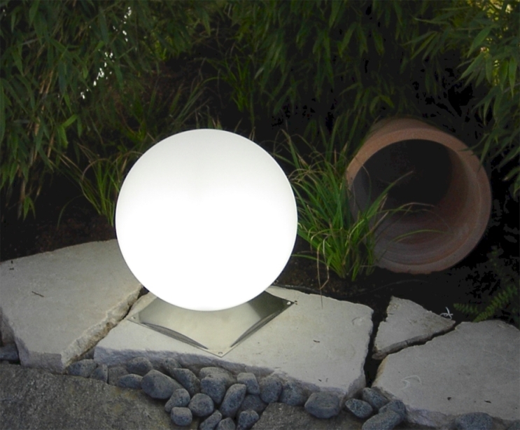 Kugelleuchten & Kugellampen für außen & Garten von EPSTEIN Design Leuchten Kugelleuchte Sun Shine 30 cm Durchmesser mit Edelstahlfuß 63544