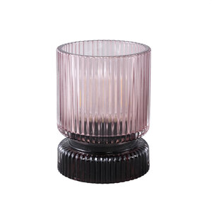 Comrad Pink lampe LED en verre structure nervurée ronde