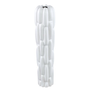 Vase en céramique ronde blanche Seanis avec motif en blocs L