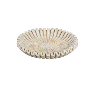 Raffay Creme ciment assiette ronde avec lignes rainurées M