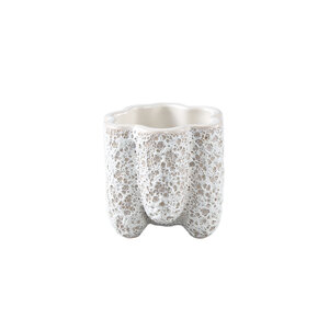 Batika pot en céramique blanc à grosses côtes XS