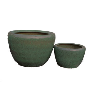 Madaline pot rond en céramique émaillée verte SV2