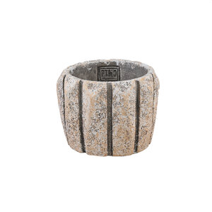 Imani Taupe pot en ciment rond avec lignes S