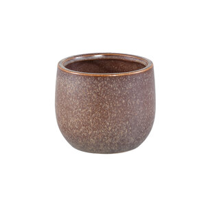 Freja pot minimaliste rond XS en céramique émaillée marron