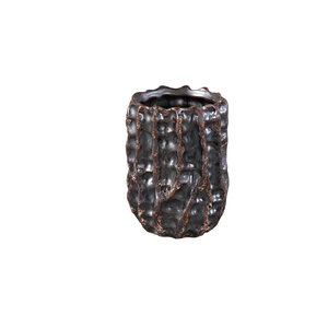 Vikton pot rond en céramique marron avec motif grossier S