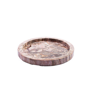 Dice Bois pétrifié naturel plaque de bord ronde