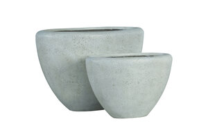 Dashima Creme GRC pot haut ovale, lot de 2