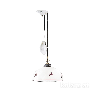 KOLARZ-Austrolux Leuchten Hängeleuchte, Pendelleuchten & Hängelampen von KOLARZ-Austrolux Leuchten Hängeleuchte NONNA, Altmessing, Hirsch Rot D 36 cm, Höhe 156 cm, min. Höhe 62 cm, max. Höhe 32 cm, 1 flg., E27, 75 W 731.33.105