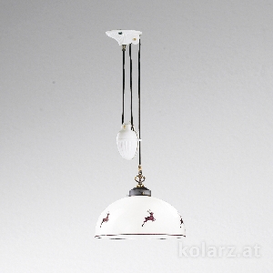 KOLARZ-Austrolux Leuchten Hängeleuchte, Pendelleuchten & Hängelampen von KOLARZ-Austrolux Leuchten Hängeleuchte NONNA, Altmessing, Hirsch Rot D 36 cm, Höhe 156 cm, min. Höhe 62 cm, max. Höhe 32 cm, 1 flg., E27, 75 W 731.33.105