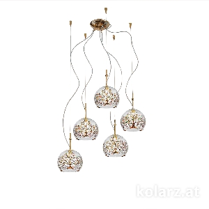 KOLARZ-Austrolux Leuchten Sonderangebote - Sale bei Hängeleuchten & Hängelampen von KOLARZ-Austrolux Leuchten Hängeleuchte LUNA, Gold 24K, Albero Multi Transparent D 100 cm, max. Höhe 200 cm, 5 flg., E27, 60 W 0392.35.3.Al.Mt