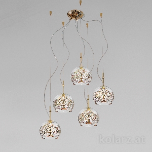KOLARZ-Austrolux Leuchten Sonderangebote - Sale bei Hängeleuchten & Hängelampen von KOLARZ-Austrolux Leuchten Hängeleuchte LUNA, Gold 24K, Albero Multi Transparent D 100 cm, max. Höhe 200 cm, 5 flg., E27, 60 W 0392.35.3.Al.Mt