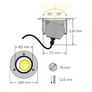Bodeneinbaustrahler von dot-spot brilliance 10 W LED Einbaustrahler, verschraubbar für erhöhten Diebstahlschutz 30615.827.10.33