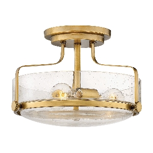 Elstead Sonderangebote - Sale bei Deckenleuchten & Deckenlampen von Elstead Harper 3 Light Small Semi-Flush - Heritage Brass, Stahl, klares gesätes Glas HK-HARPER-SFS-HB-CS