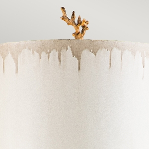 Elstead Artikel von Elstead Trellis Stehleuchte - Kitt Patina & Blattsilber mit cremefarbenem und kittfarbenem Lampenschirm FB-TRELLIS-FL