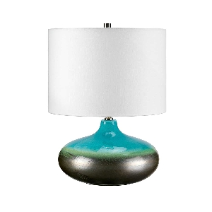Serie LAGUNA VON ELSTEAD von Elstead von Elstead Laguna 1 Light Small Tischleuchte - Türkis und Graphitglasur LAGUNA-TL-SM