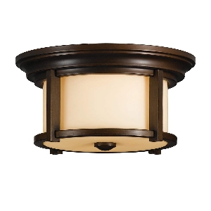 Deckenleuchten & Deckenlampen für außen von Elstead Merrill 2 Light Flush - Heritage Bronze FE-MERRILL-F