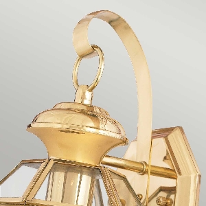 Wandleuchten & Wandlampen für außen von Elstead Newbury 1 Light Small Wall Lantern - Lacquered Polished Brass QZ-NEWBURY2-S-PB