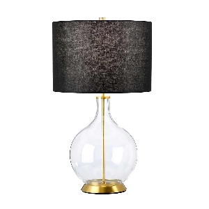 Orb 1 Light Table Lamp (complet avec abat-jour noir) - Laiton vieilli avec abat-jour noir von Elstead