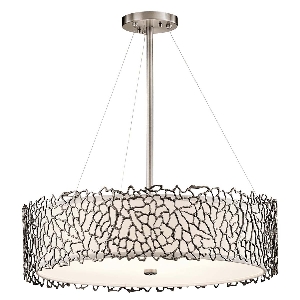 Hängeleuchte, Pendelleuchten & Hängelampen von Elstead Silberne Koralle 4 Leuchtende Pendelleuchte - Klassisches Zinn KL-SILVER-CORAL-P-B