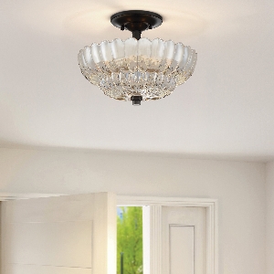 Elstead&nbsp;Quoizel Whitecap 3 lt Semi Flush Medium - Getöntes Bernsteinglas mit gesprenkeltem Kakaobraun&nbsp;QZ-WHITECAP-SF-S