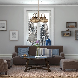 Serie CONGRESS VON ALLE von Alle von Elstead Congress 4 Light Kronleuchter - Gebürstetes Karamell HK-CONGRESS4-C-BC