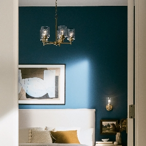 Hängeleuchte, Pendelleuchten & Hängelampen von Elstead Kichler Winslow 5 lt Kronleuchter - Naturmessing KL-WINSLOW5-NBR