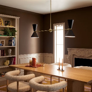 Elstead Hängeleuchte, Pendelleuchten & Hängelampen von Elstead Phix 4 Licht 2 Arm auf und ab linear Kronleuchter - Champagner Bronze, Schwarz KL-PHIX-2-LINEAR-CBB