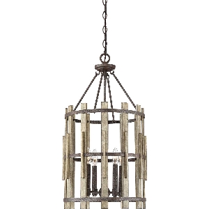 Wood Hollow 4 Licht Kronleuchter - Rustikales Schwarz von Elstead