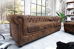 Serie CHESTERFIELD VON ALLE von Alle von Casa Élite Sofa CHESTERFIELD 3-Sitzer antik braun 17382