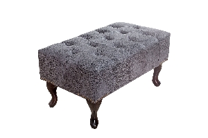 Fußhocker CHESTERFIELD Antik-Look Mikrofaser grau von Casa Élite
