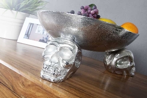 Schalen von Casa Élite Obstschale SKULL 35cm Aluminium silber 22917