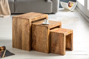 Serie MAKASSAR VON CASA ELITE von Casa Élite von Casa Élite Beistelltisch MAKASSAR  3er Set 40594