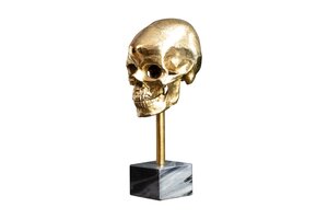 Casa Élite Artikel von Casa Élite Skulptur SKULL gold mit Marmorsockel 40908