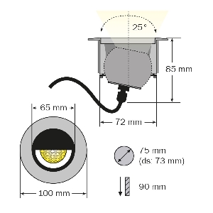 Serie BRILLIANCE VON DOT-SPOT von dot-spot von dot-spot LED Einbaustrahler, reduzierte Blendung, Innenseite geschwärzt, mit Wabenblendschutz, dimmbar 30711.099.25.33
