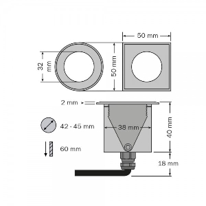 dot-spot von dot-spot LED Einbaustrahler, runde Blende, Gehäuse V4A Edelstahl, schwarz matt emailiert, dimmbar 32111.927.99.33