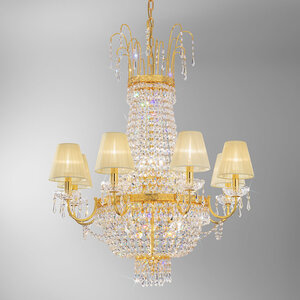 Hängeleuchte, Pendelleuchten & Hängelampen von KOLARZ-Austrolux Leuchten Luster EMPIRE, KOLARZ Pure, Gold 24K D 76 cm, min. Höhe 110 cm, max. Höhe 180 cm, 8+8 flg., E27+E14, 40 0418.88+8.3.SpT