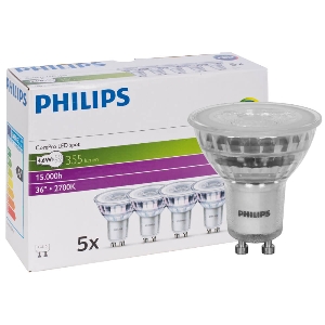 Serie HALOGENLAMPEN VON ALLE von Alle von UNI-Elektro 5er Set Philips CorePro LEDspot MV GU10 4.6W 827 36D | Extra Warmweiß - Ersetzt 50W 5x231002