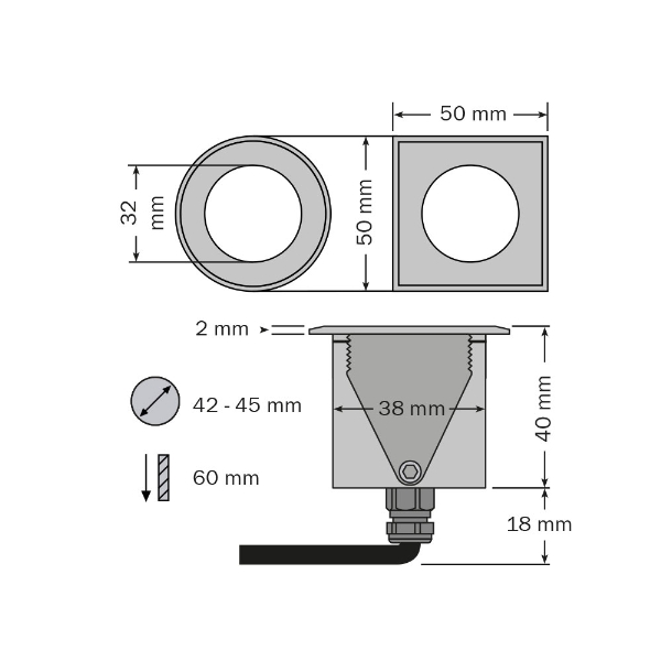 brilliance-mini spot LED à encastrer, rond der Firma dot-spot